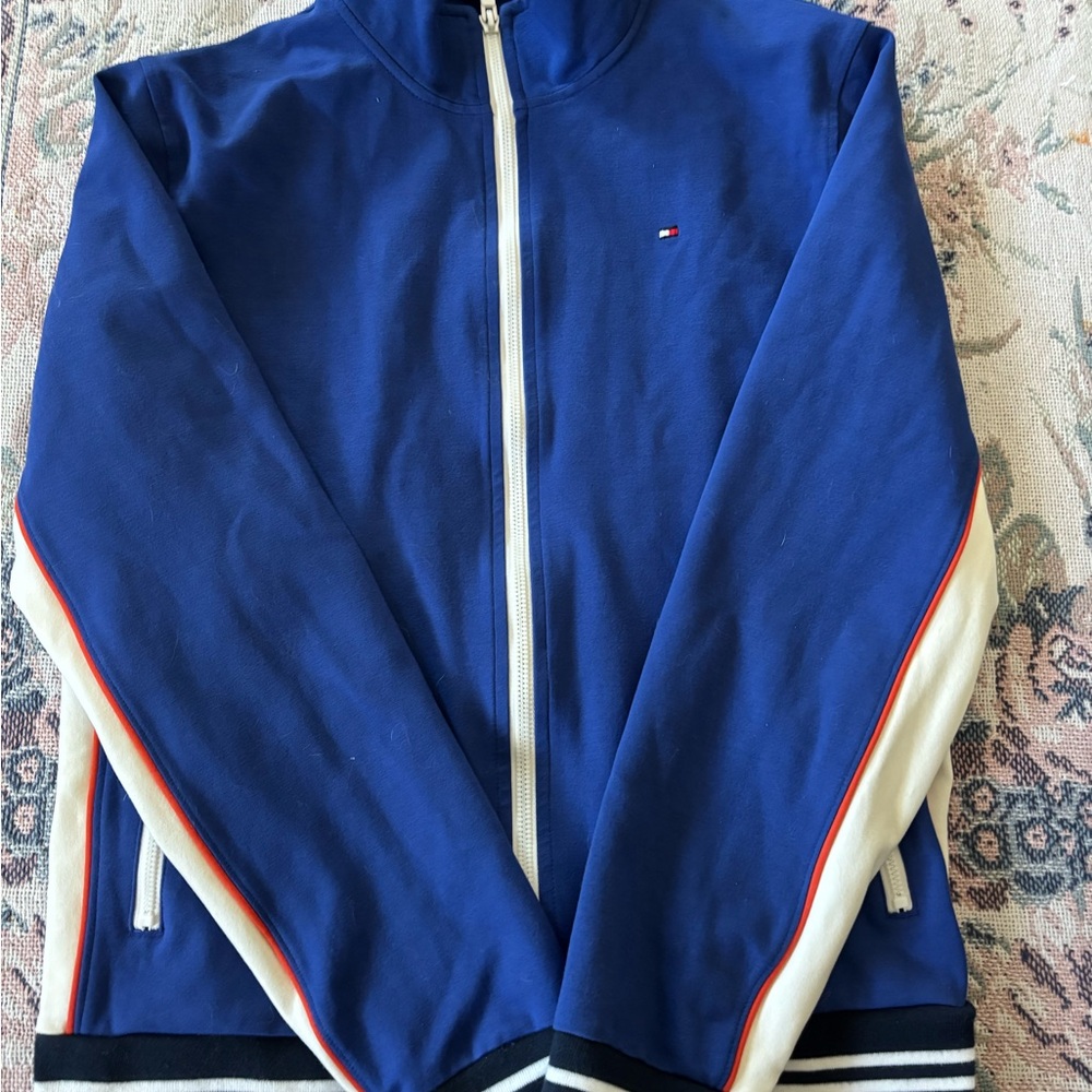 Tommy Hilfiger Blue and White Varsity Bomber Jacket